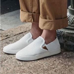 OluKai Pehuea White Slip On Shoes